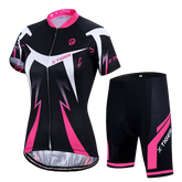 Conjunto Roupa de Ciclismo Feminino TIGER Preto com Rosa