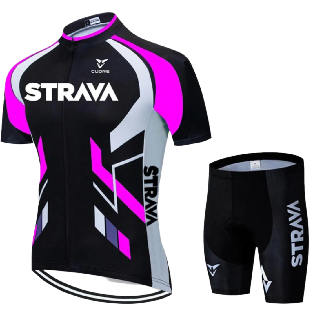 Conjunto de Ciclismo Strava Premium Rosa c Bermuda