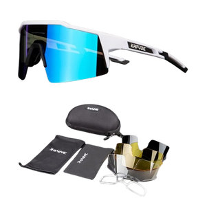 Óculos de Ciclismo & Corrida UV400 com 4 Lentes Polarizadas Kapvoe Branco 4