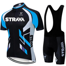 Conjunto de Ciclismo Strava Premium Azul c Bretelle