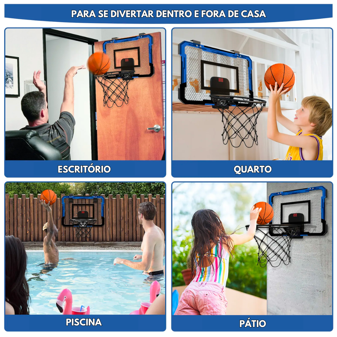 Tabela de Cesta de Basquete com Marcador de Pontos + 3 Bolas Inclusas