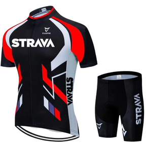 Conjunto de Ciclismo Strava Premium Vermelho c Bermuda