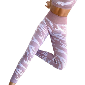 Conjunto Fitness Feminino Top & Legging Camuflados Conjunto Rosa