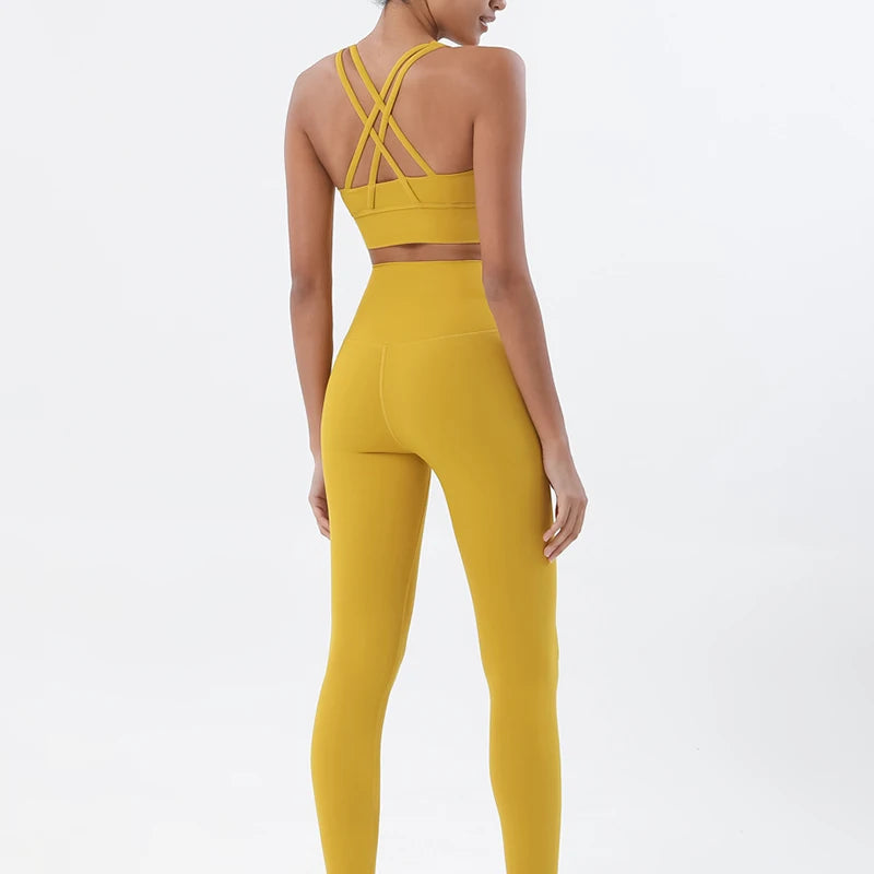 Conjunto Legging Fitness de Yoga Feminino Authentic II Amarelo