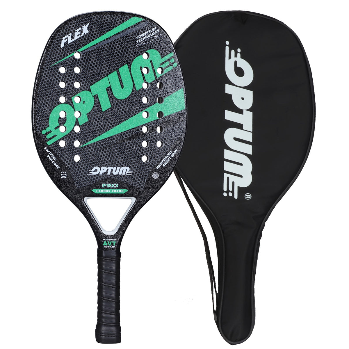 Raquete de Beach Tennis Optum Flex Pro Carbon Verde