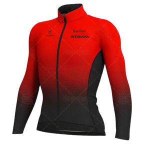 Camisa Strava de Ciclismo Manga Longa com Zíper Completo Vermelho