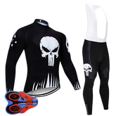 Conjunto de Ciclismo Manga Comprida Masculino Skull Preto