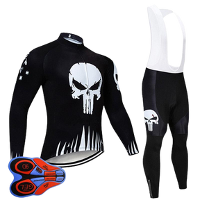 Conjunto de Ciclismo Manga Comprida Masculino Skull Preto