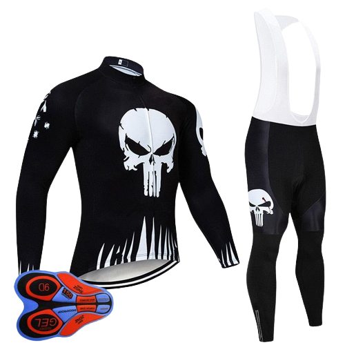 Conjunto de Ciclismo Manga Comprida Masculino Skull Preto