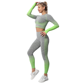 Conjunto Fitness Feminina de Academia Sem Costura Verde