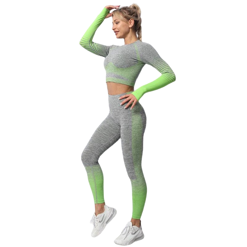 Conjunto Fitness Feminina de Academia Sem Costura Verde