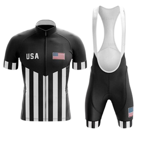 Conjunto Roupa de Ciclismo dos Estados Unidos - EUA Ciclismo Preto