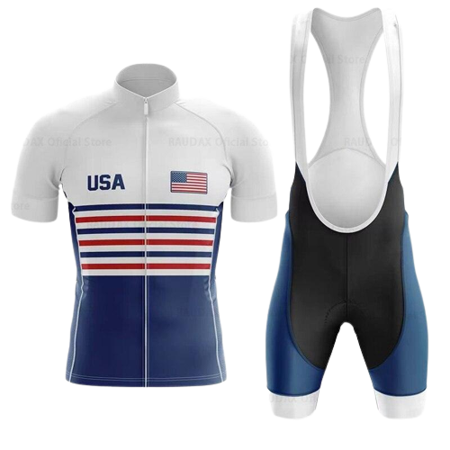 Conjunto Roupa de Ciclismo dos Estados Unidos - EUA Ciclismo Azul