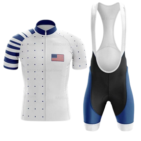 Conjunto Roupa de Ciclismo dos Estados Unidos - EUA Ciclismo Manga Azul