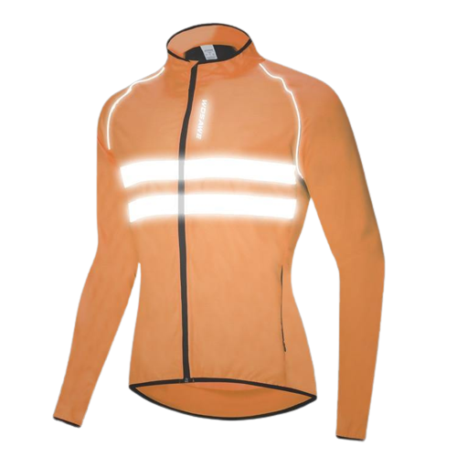 Blusa Corta Vento Manga Comprida Para Ciclismo Laranja