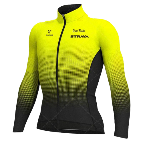 Camisa Strava de Ciclismo Manga Longa com Zíper Completo Amarelo