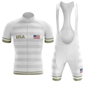 Conjunto Roupa de Ciclismo dos Estados Unidos - EUA Ciclismo Dourado