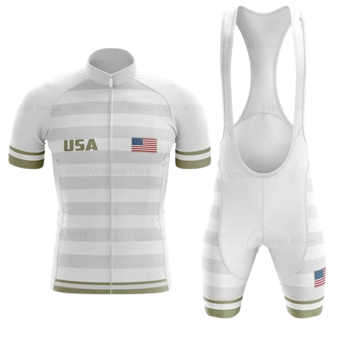 Conjunto Roupa de Ciclismo dos Estados Unidos - EUA Ciclismo Dourado