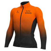 Camisa Strava de Ciclismo Manga Longa com Zíper Completo Laranja