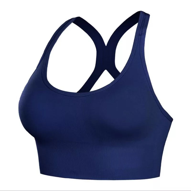 Top Fitness Esportivo Acolchoado Workout Azul Marinho