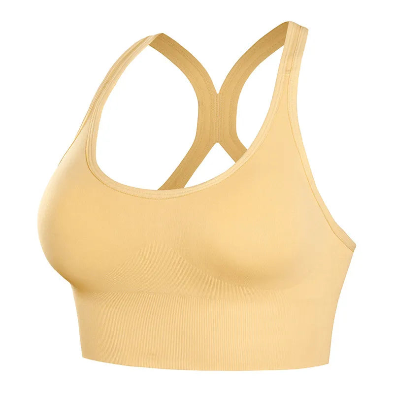 Top Fitness Esportivo Acolchoado Workout Amarelo