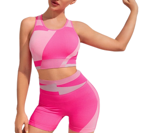 Conjunto Fitness Esportivo Feminino Cintura Alta e Top Rosa