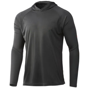 Camisa de Pesca com Capuz UV Manga Longa Masculina Preto