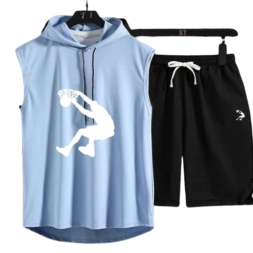 Roupa Conjunto Esportivo para Basquete Regata e Bermuda Azul