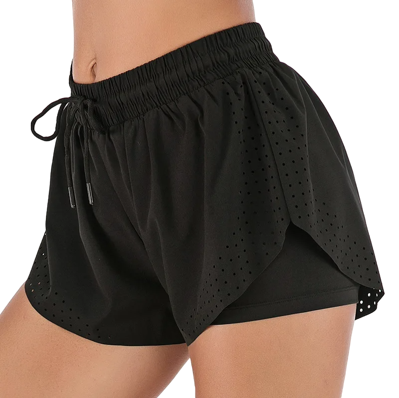 Short Fitness de Treino Running Feminino Respirável RDI Sports® Preto