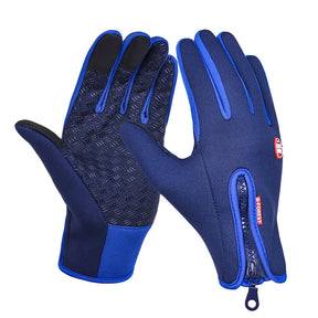 Luva Térmica Impermeável com Zíper Touchtech Azul Escuro