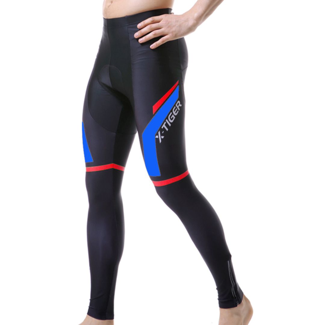 Calça Ciclismo X-Tiger Profissional com Absorção de Suor e Almofada Gel 5D Azul e Vermelho