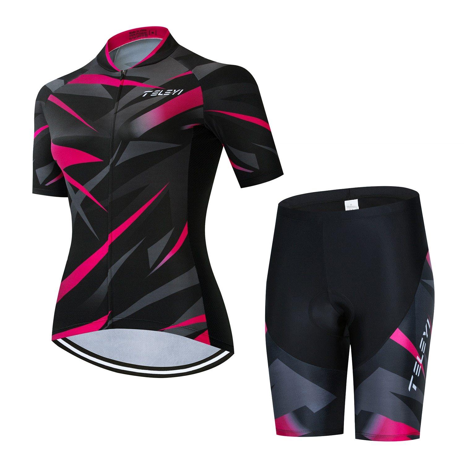 Conjunto Roupa de Ciclismo Feminino Pro Cycling Preto c Short.