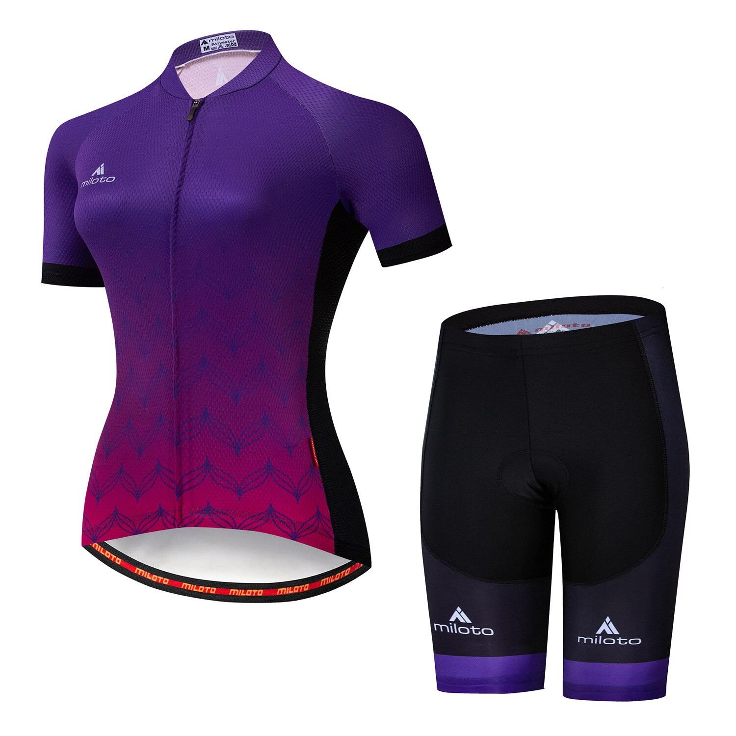 Conjunto Roupa de Ciclismo Feminino Miloto Roxo