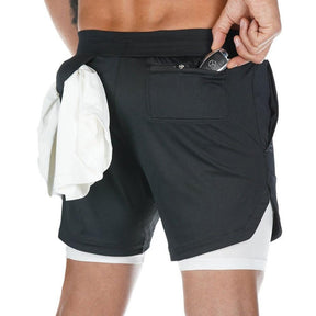 Bermuda de Corrida Running com Bolso Interno Preto c Branco