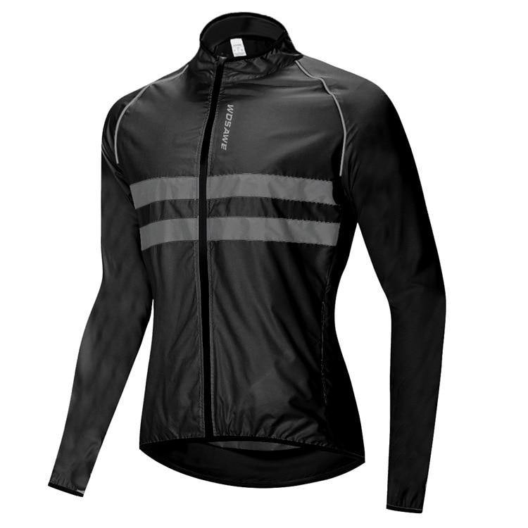 Blusa Corta Vento Manga Comprida Para Ciclismo Preto