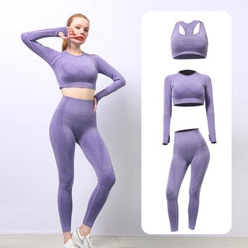 Conjunto Roupa Fitness Legging Feminina Roxo (3 Peças)