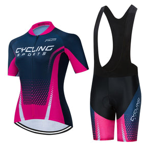 Conjunto Roupa de Ciclismo Feminino Pro Cycling Azul c Bretelle