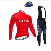 Conjunto de Ciclismo Ineos Respirável Manga Longa Conjunto Vermelho