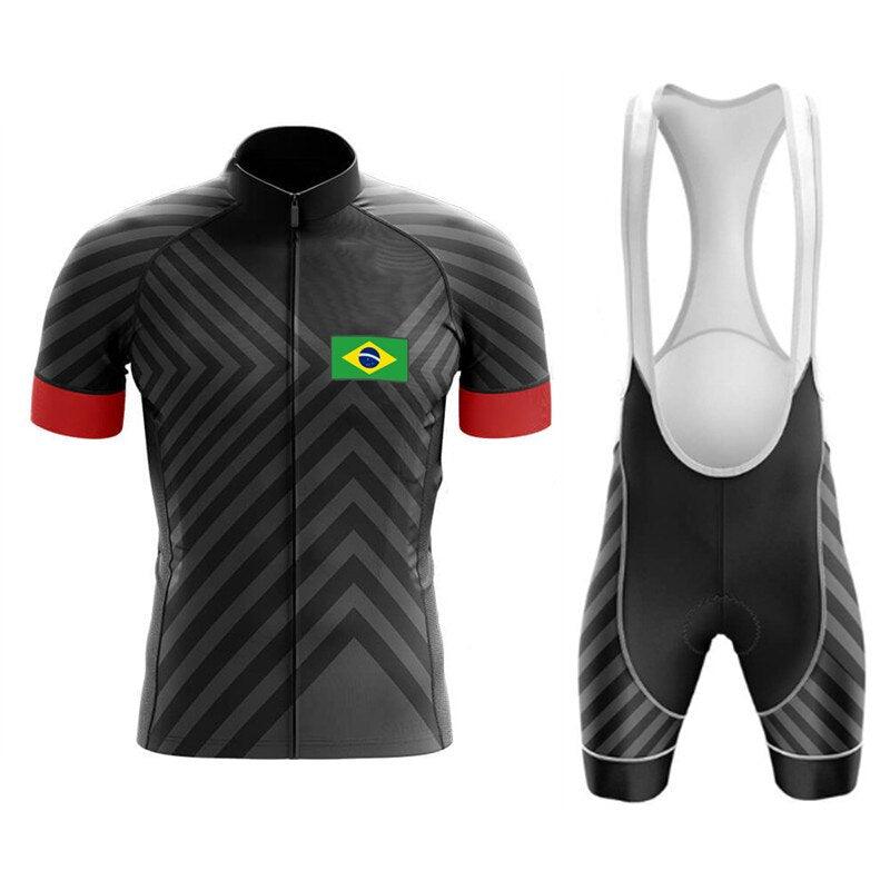 Conjunto de Ciclismo MTB Masculino do Brasil Preto e Vermelho