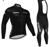 Roupa para Ciclismo Inverno Manga Comprida Strava Grand Preto c Bretelle