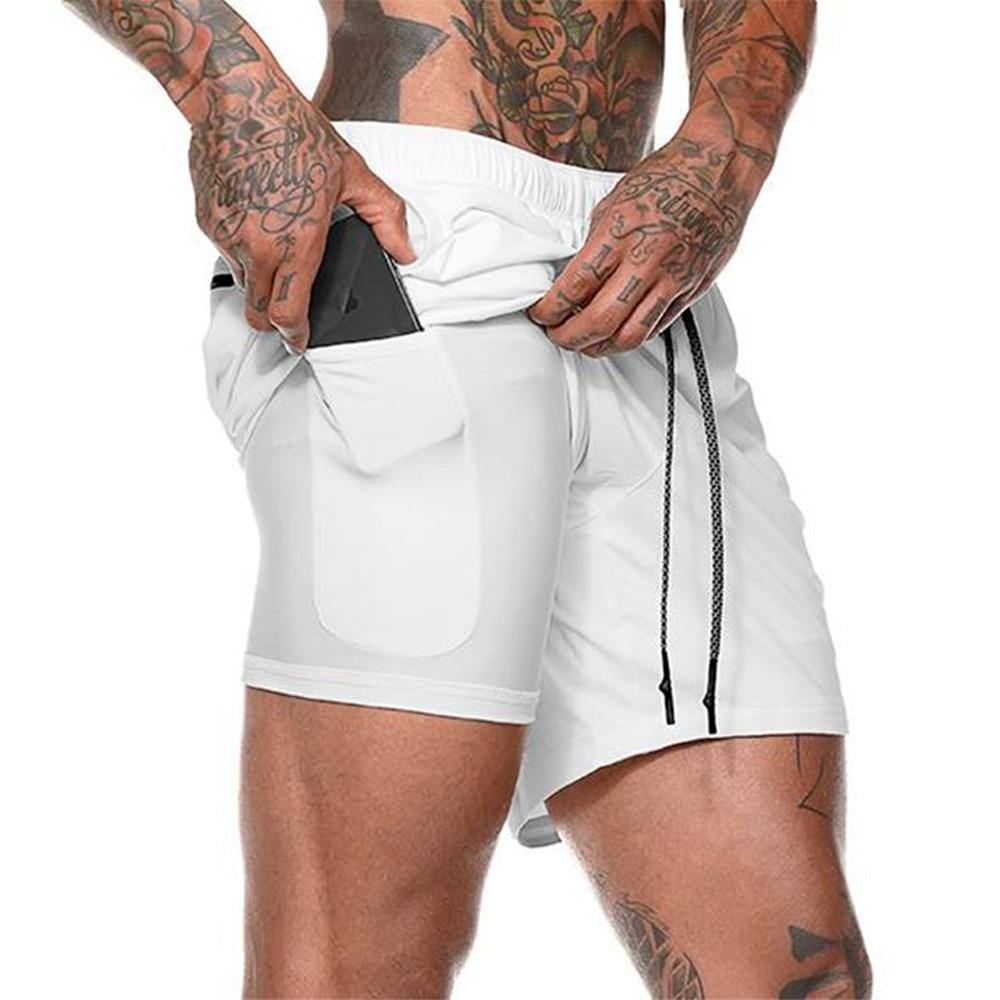 Bermuda de Corrida Running com Bolso Interno Branco