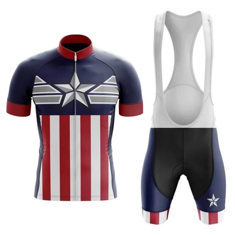 Conjunto de Ciclismo Masculino do Capitão América Conjunto