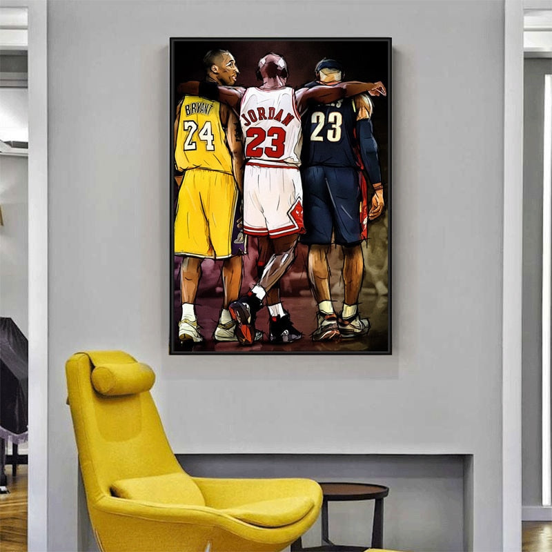 Poster Quadro Parede de Basquete Estrelas do Basketball Com