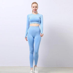 Conjunto Roupa Fitness Legging Feminina Azul (2 Peças)