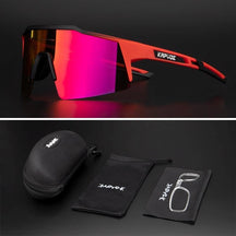 Óculos de Ciclismo & Corrida UV400 Slide Kapvoe com 3 Lentes Inclusas Vermelho