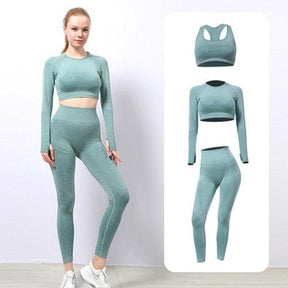 Conjunto Roupa Fitness Legging Feminina Verde (3 Peças)