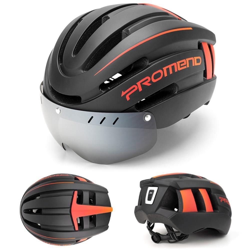 Capacete de Ciclismo PROMEND + Viseira e LED