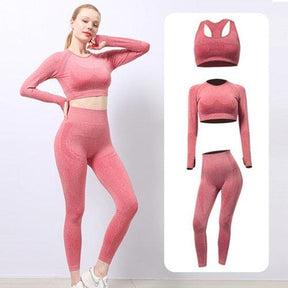 Conjunto Roupa Fitness Legging Feminina Rosa (3 Peças)